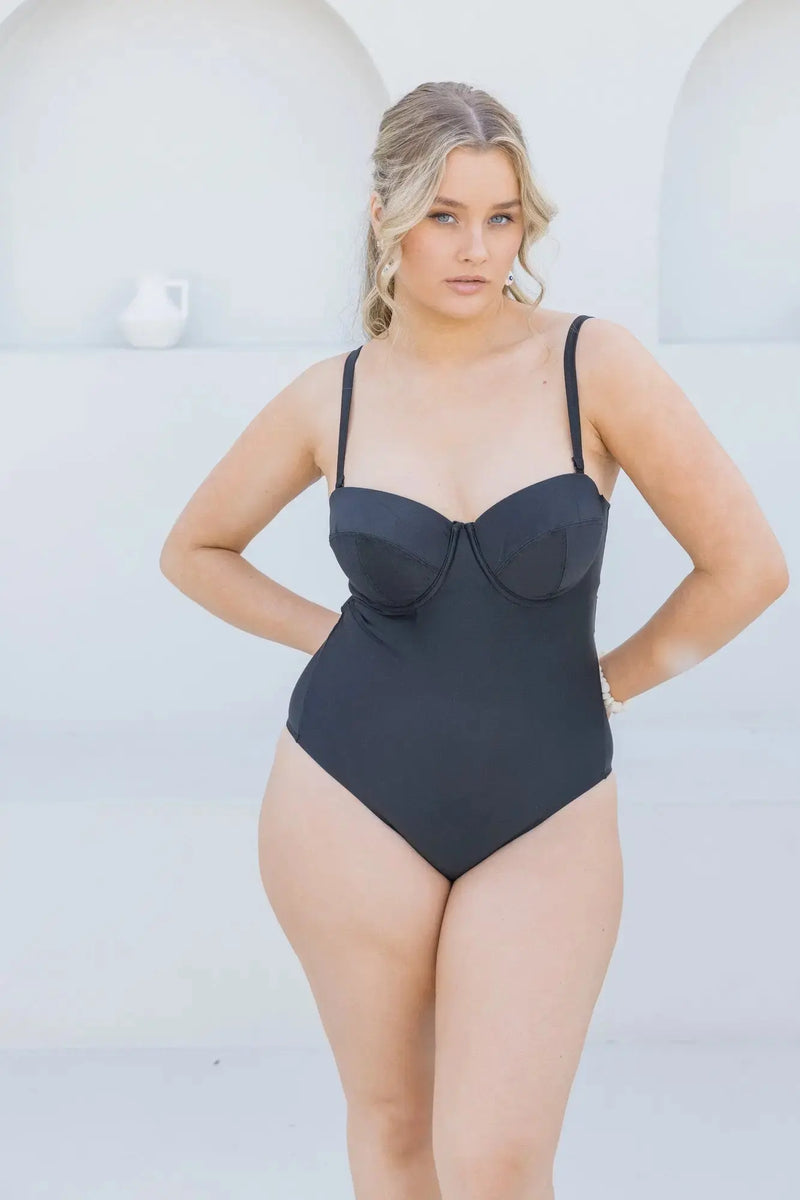 Black Balconette One Piece - Lilly and Lime US